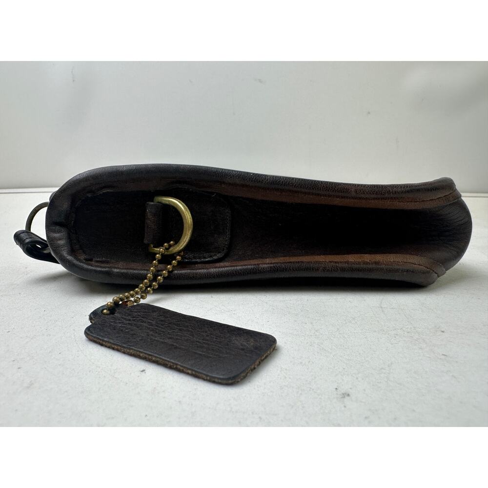 Vintage Coach NYC Dark Brown Leather Zippered Clutch Wristlet - Picture 4 of 8